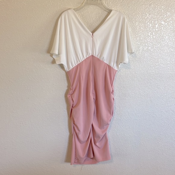 Kate Kasin Pink White Restroom Inspired Rouched Dress Size Small - Picture 2 of 7
